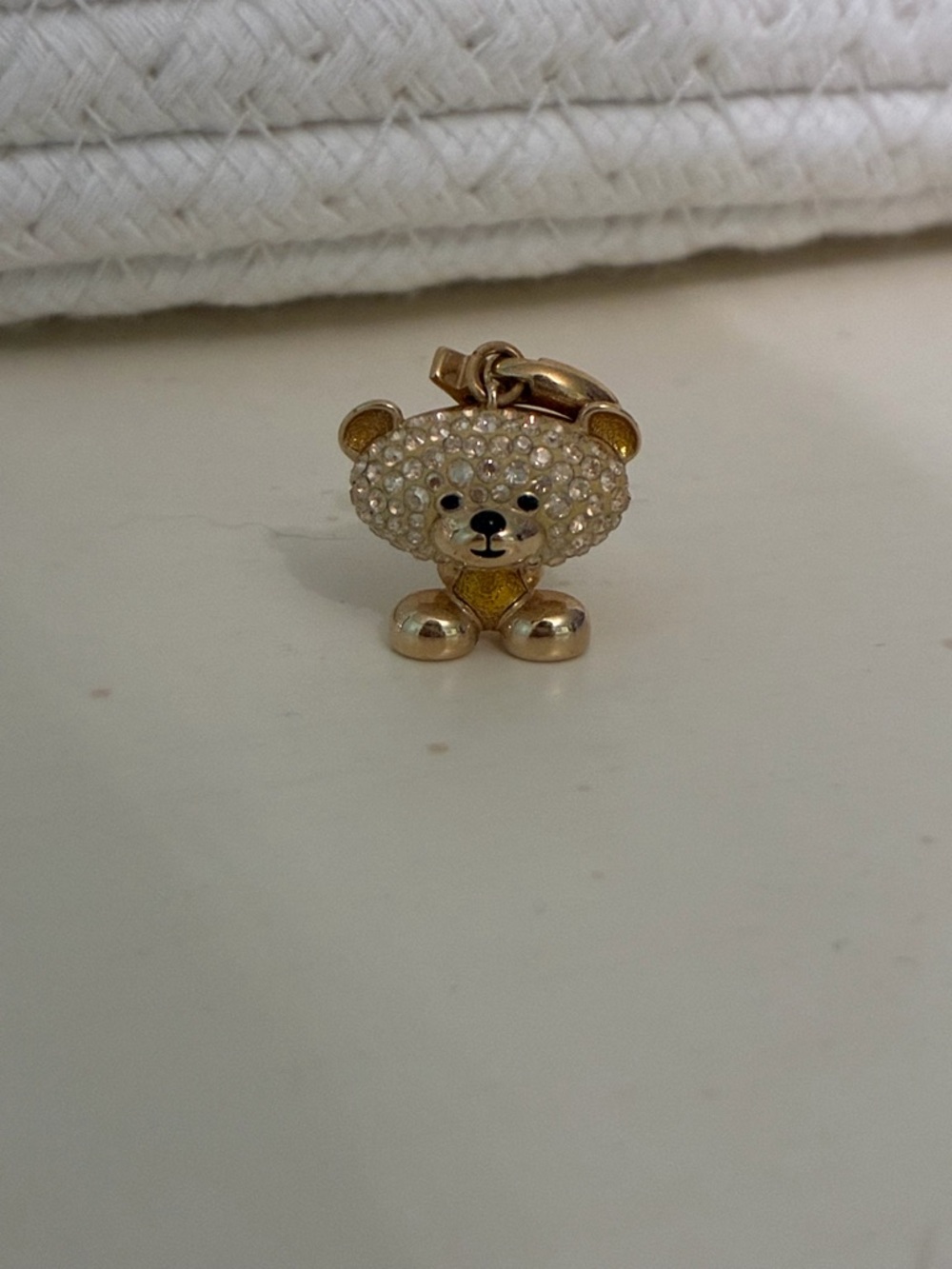 Gold Teddy Bear Crystal Charm